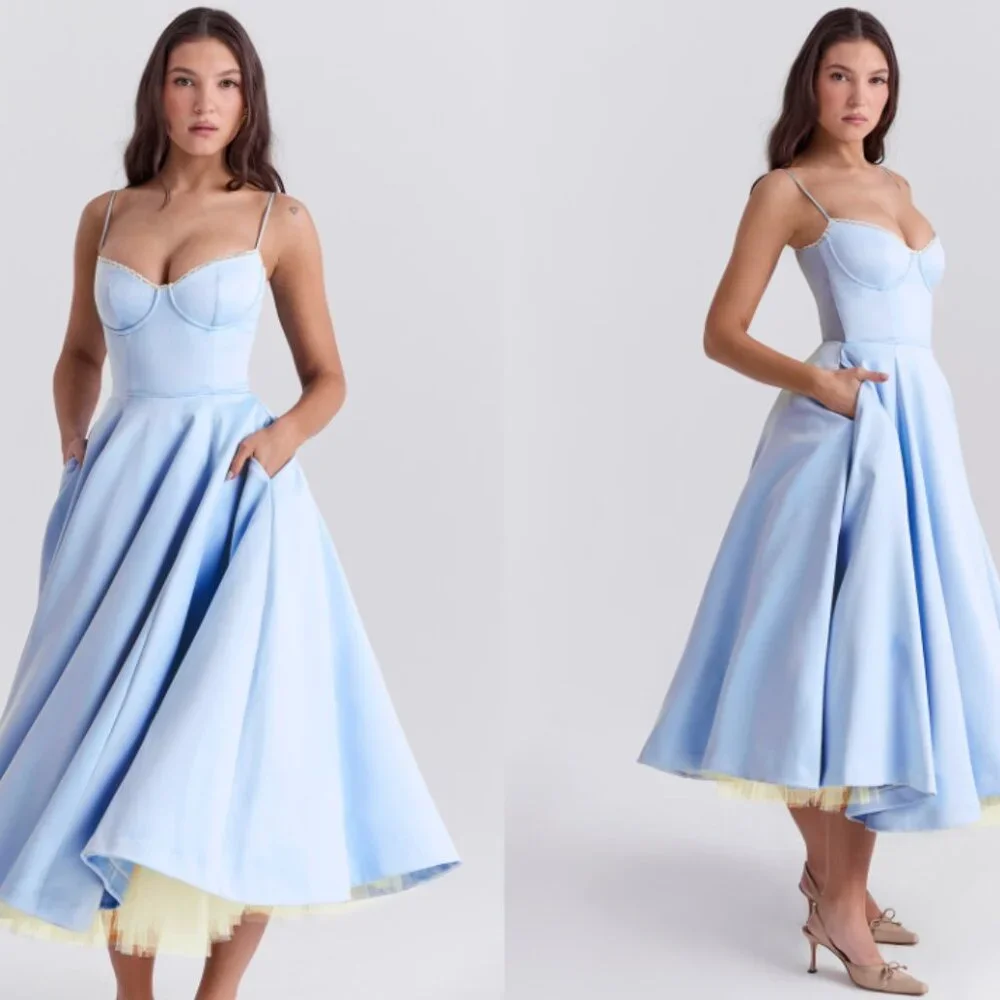 HOUSE OF CB 'Mademoiselle' Cinderella Blue Tulle Midi Dress NWOT - Picture 4 of 12